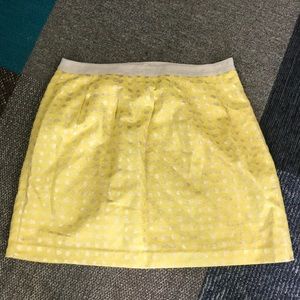 Loft yellow and gold polka dot skirt 14